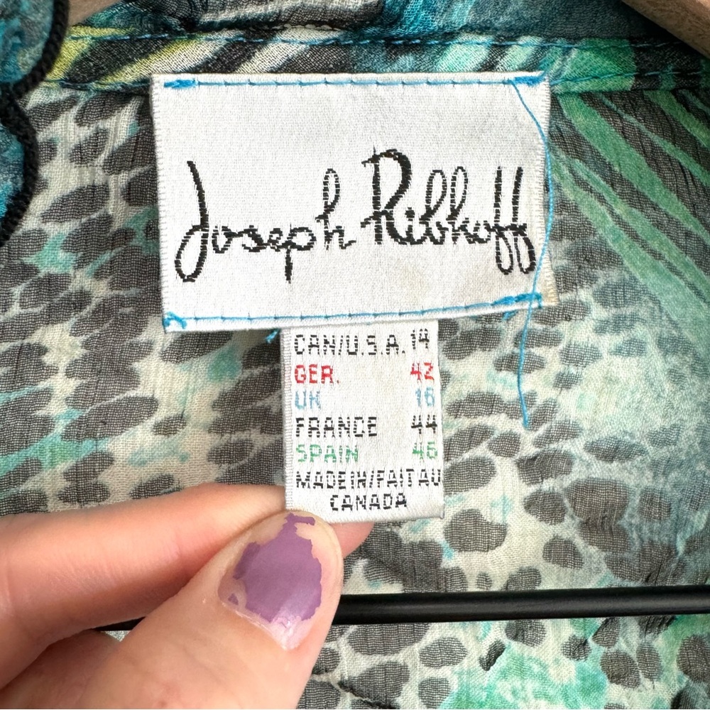 Joseph Ribkoff Women's Size 14 Front Tie Cardigan Sheer Animal Print Y2K Fairy - Picture 4 of 13